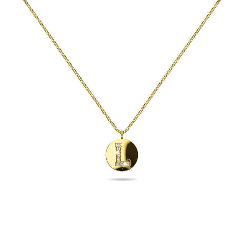 Solid 925 Sterling Silver Initial Alphabet Personalised Disc Necklace